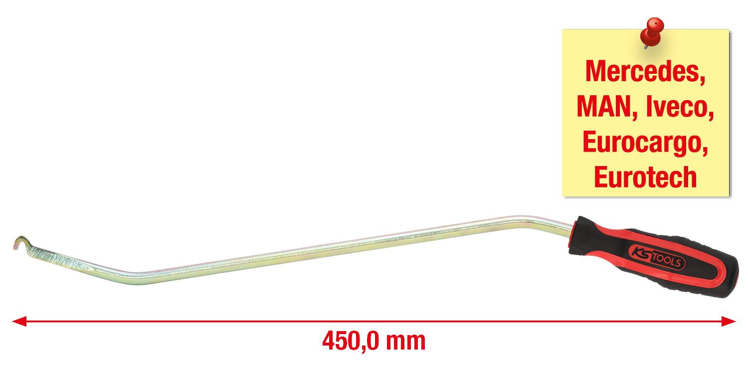 'Metallstange mit Haken und Griff, Länge 450 mm. Geeignet für: Mercedes, MAN, Iveco, Eurocargo, Eurotech.'