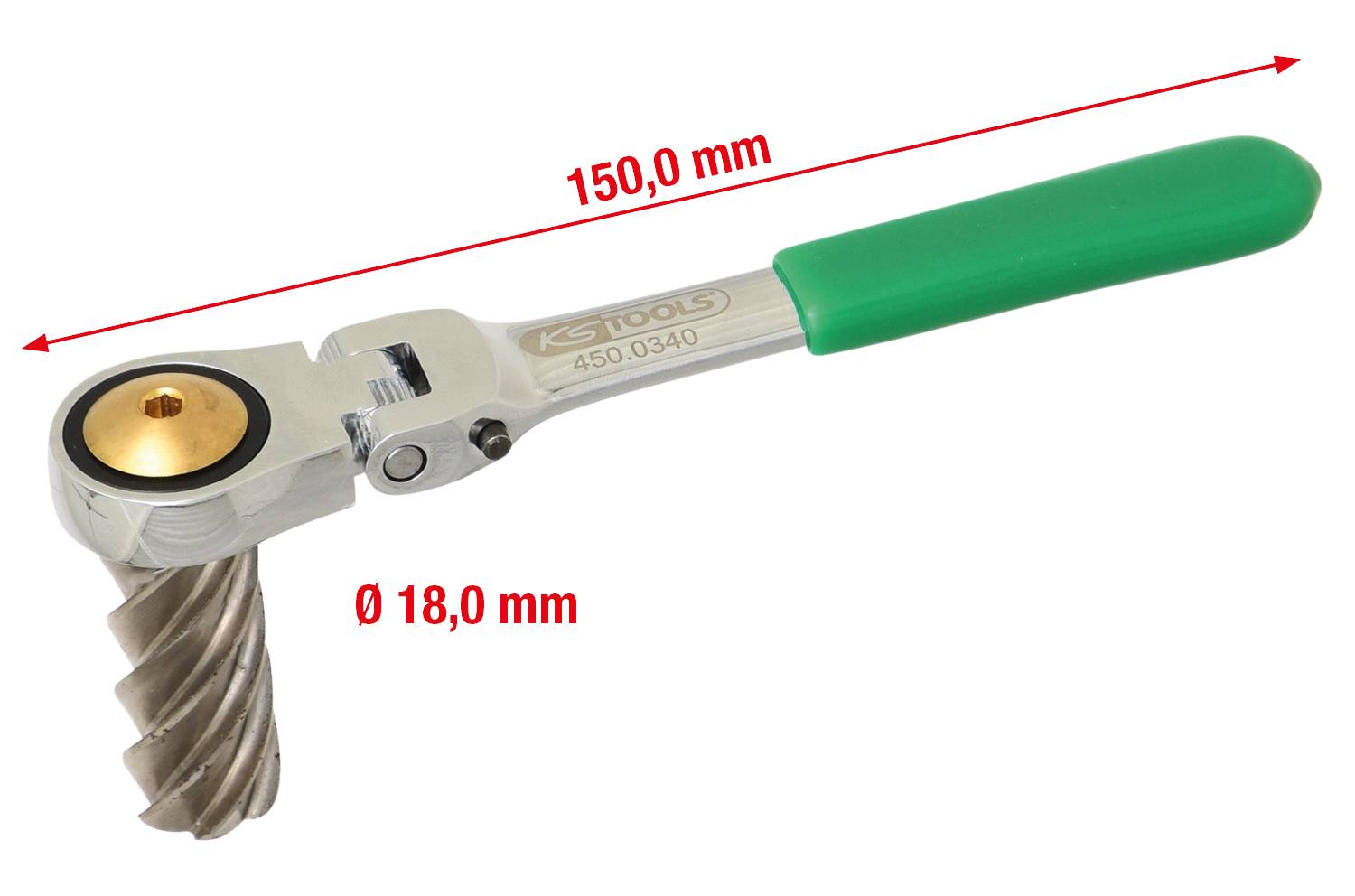 'Ventilfräser mit grünem Griff, Länge 150 mm, Durchmesser 18 mm'