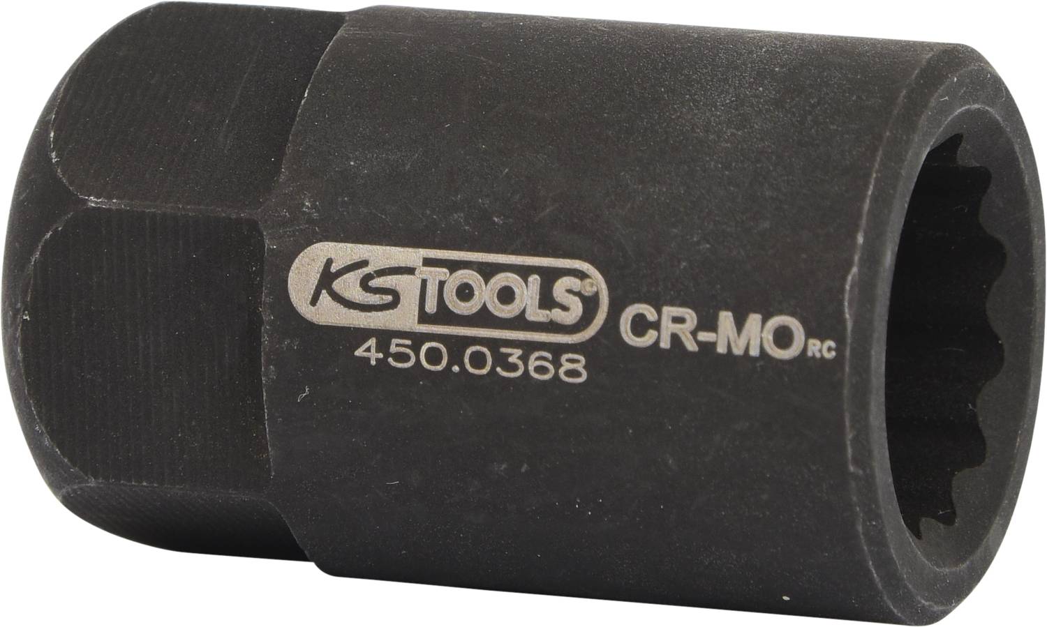 Schwarze Stecknuss mit Aufschrift 'KS Tools CR-MO'.