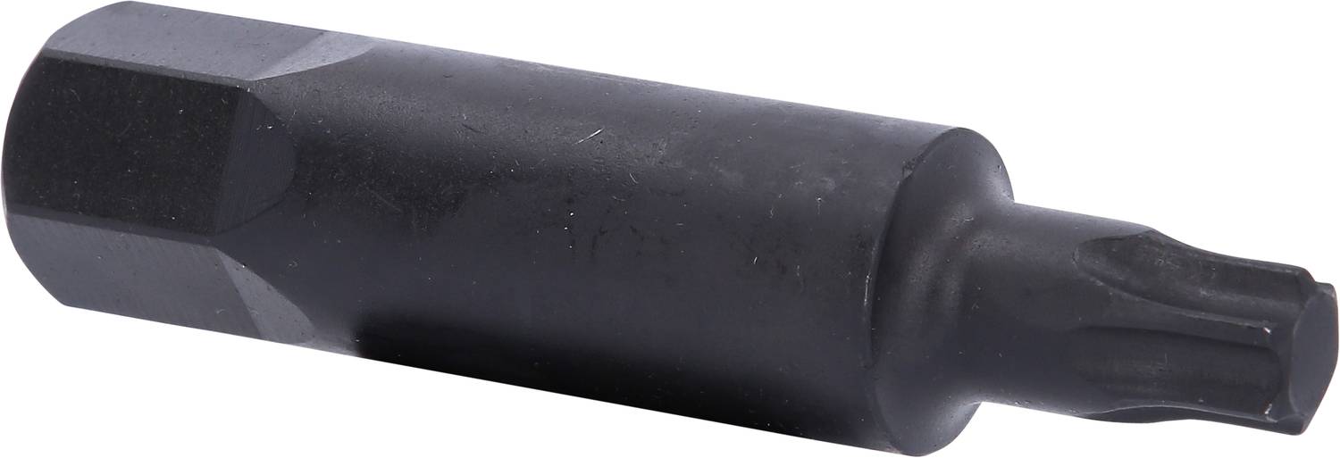 Ein schwarzer Torx-Schraubendreherbit mit sechseckiger Basis liegt horizontal. Geeignet für den Einsatz mit Schraubenschlüsseln.