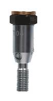 Metallischer Adapter mit Gewinde, oberer Teil schwarz, beschriftet mit 'T04'.