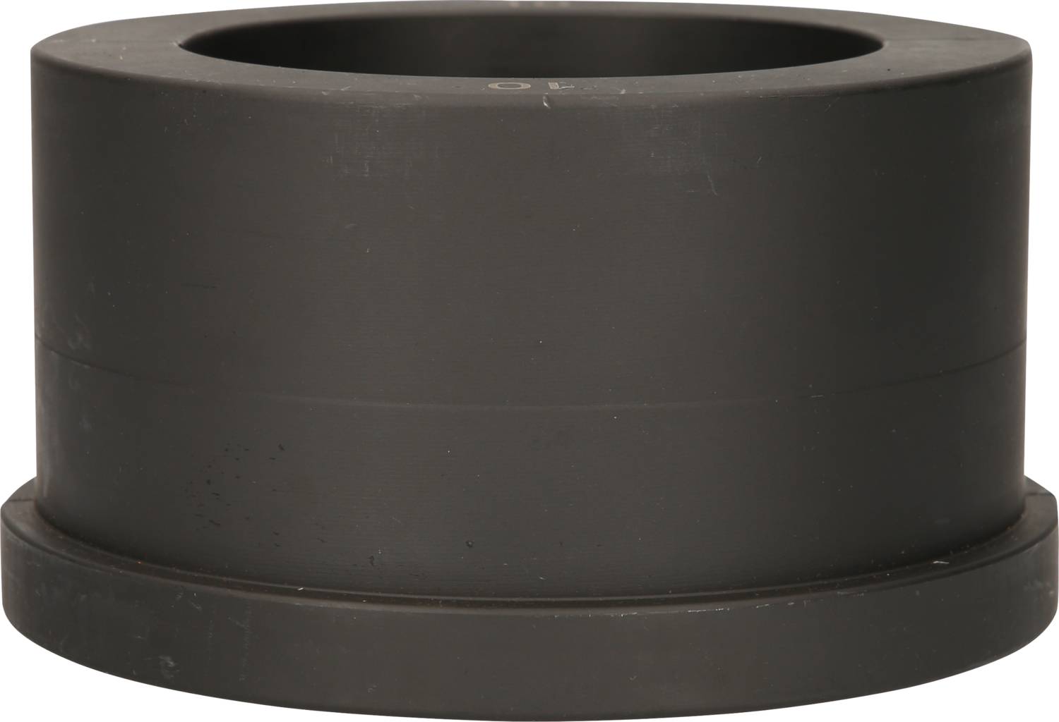 Ein schwarzer, zylindrischer Gummipuffer mit breiter Basis.