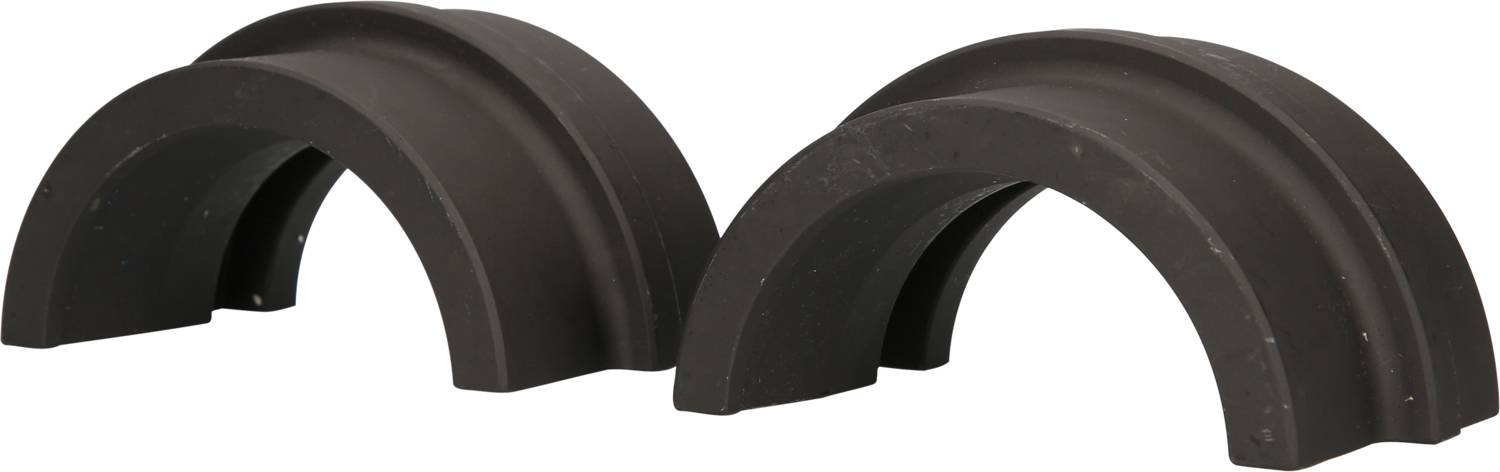 Zwei schwarze, gewölbte Schutzabdeckungen aus Kunststoff, nebeneinander stehend. Ideal zum Abdecken oder Schützen vor äußeren Einflüssen.