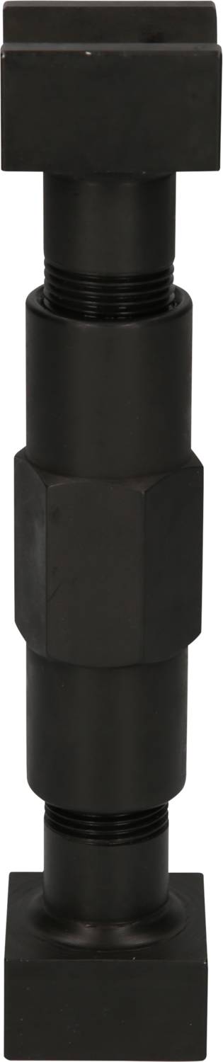 Schwarzer Metalladapter mit sechseckigen und quadratischen Endstücken. Verbindet Rohre oder Schläuche, möglicherweise in der Industrieanwendung.