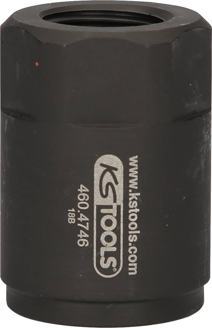 'KS TOOLS' Steckschlüsseleinsatz, schwarz, mit Produktnummer und Website. Geeignet für professionelle Reparaturarbeiten.