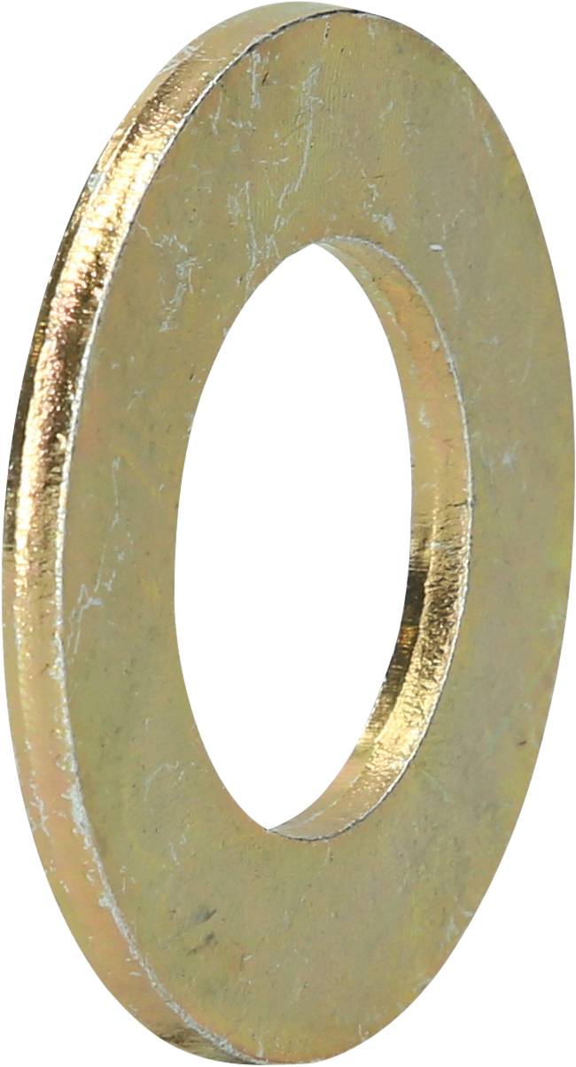 Metallscheibe mit zentralem Loch, goldfarben, leicht schräg dargestellt.