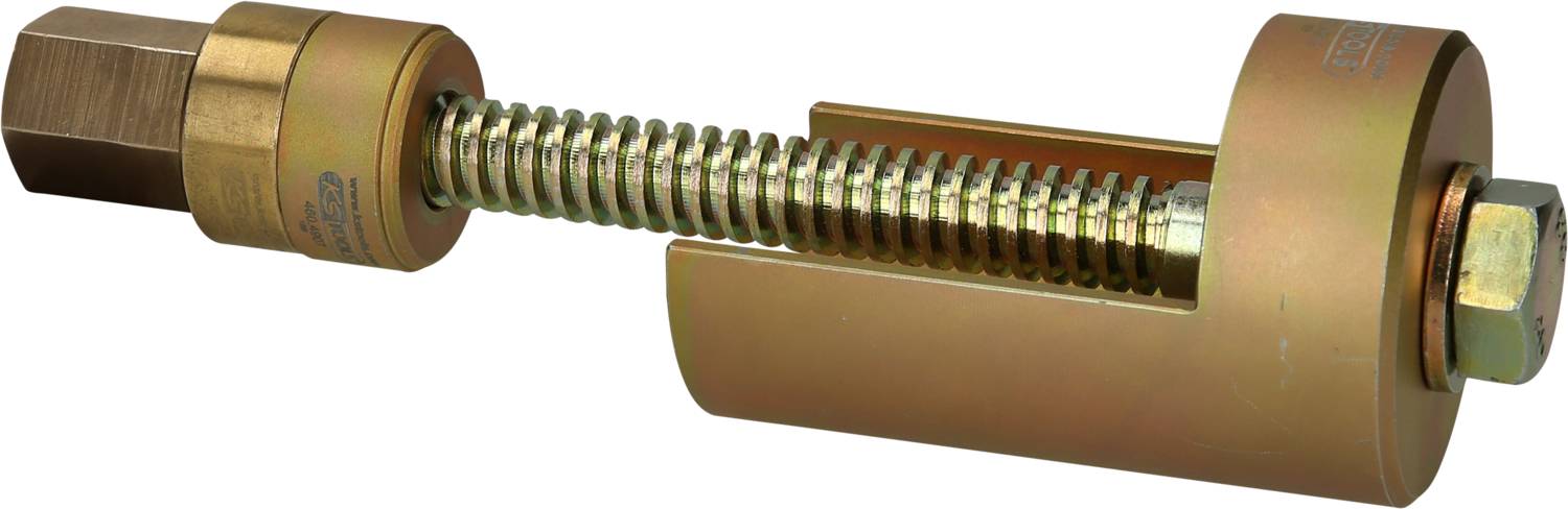 'Trennmesser' mit Schraubmechanismus, goldenes Metall, zur Trennung von Komponenten. Setzt auf präzisen Krafteinsatz beim Drehen.