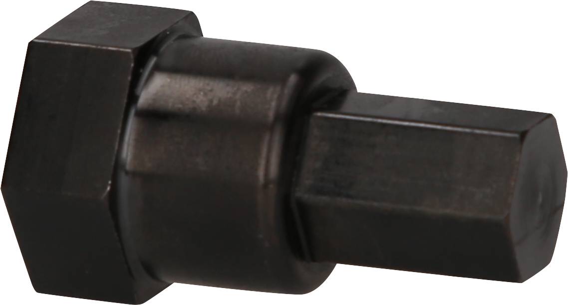 Schwarzer, sechseckiger Metallbolzen mit zylindrischem Kopf, oft verwendet für mechanische Befestigungen.