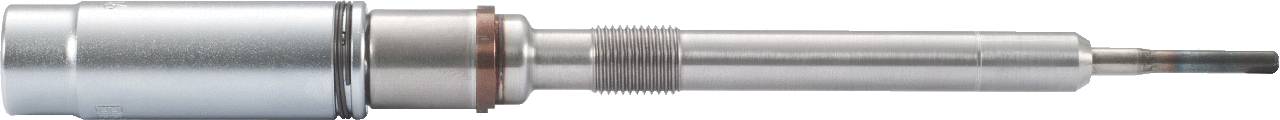 Metallteil mit zylindrischen Abschnitten und Gewinde, möglicherweise ein mechanisches Bauelement oder Werkzeug.