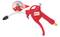 Rote Druckluftpistole von KS Tools mit ergonomischem Griff und schwarzem Düsenkopf. Vergrößerung zeigt Detail der Düse.