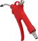 Eine rote Druckluftpistole mit ergonomischem Griff, Metallspitze und Schnellkupplung, verwendet zum Reinigen und Trocknen von Oberflächen.
