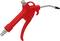 Eine rote Druckluftpistole mit ergonomischem Griff und langer Düse, verwendet zum Reinigen oder Entfernen von Staub in Werkstätten.