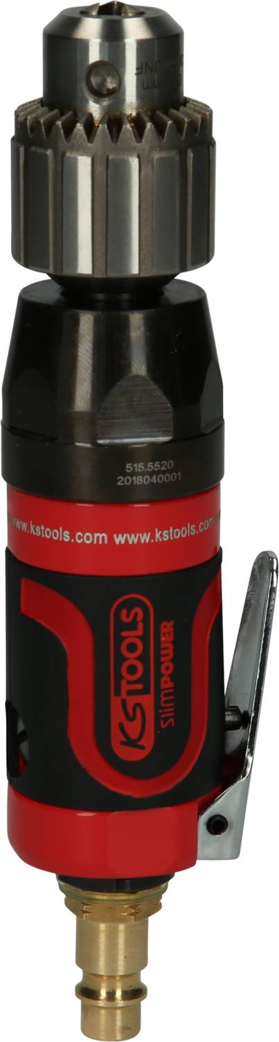 Ein roter pneumatischer Bohrschrauber mit silbernen und schwarzen Akzenten. Das Logo 'KS Tools' ist aufgedruckt.