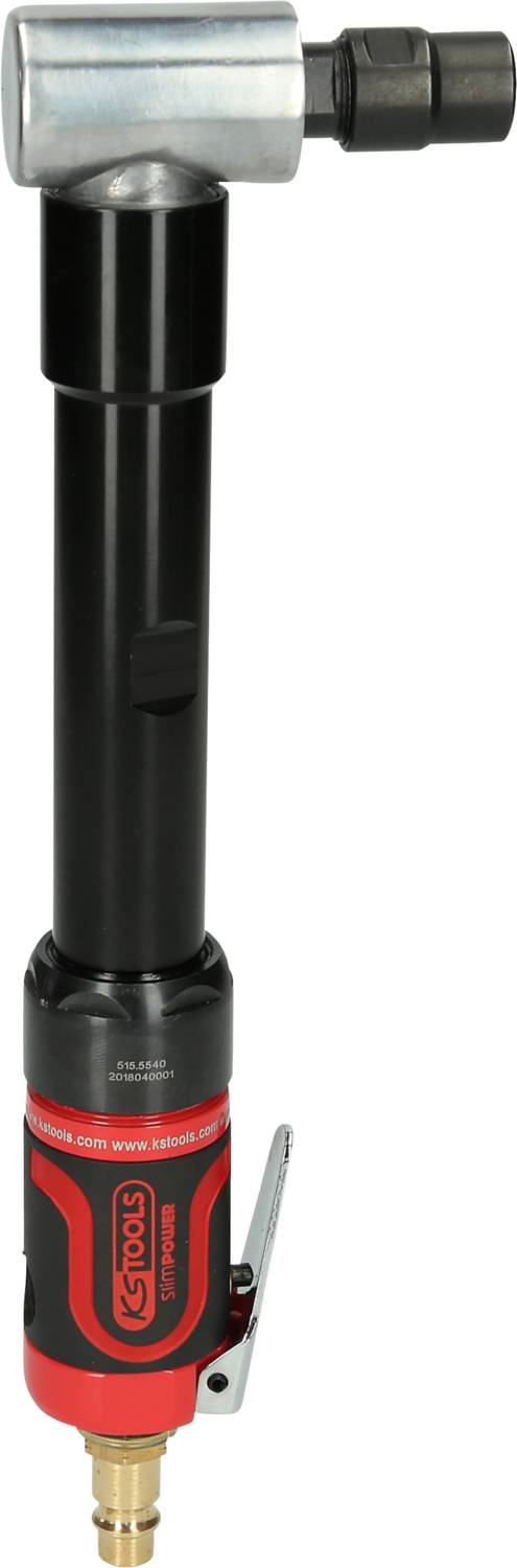 Luftdruck-Ratschenschrauber in Schwarz und Rot, mit ergonomischem Design für einfache Handhabung in Werkstätten.