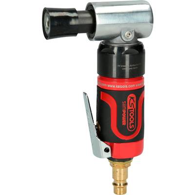 Druckluft-Schleifer in rot-schwarz mit silbernem Kopf und KS Tools-Logo. Used for precise grinding or polishing tasks.