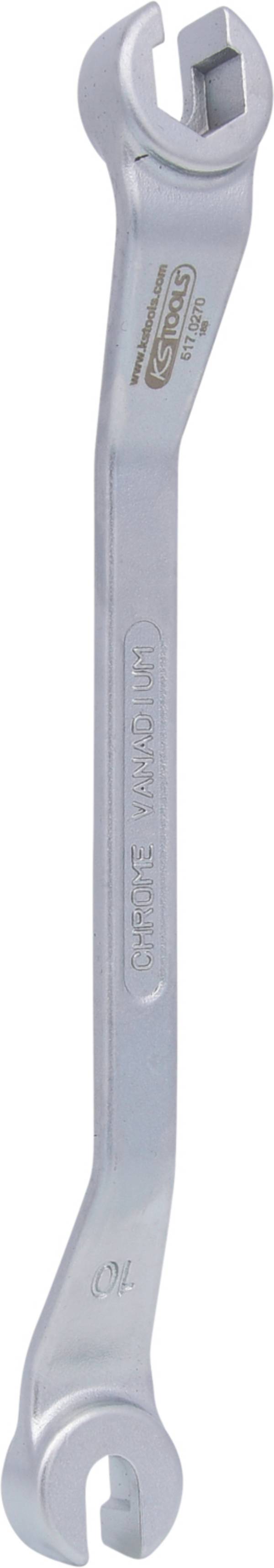KS Tools 517.0270 CHROMEplus Offener Doppel-Ringschlüssel, gekröpft, 10x11mm