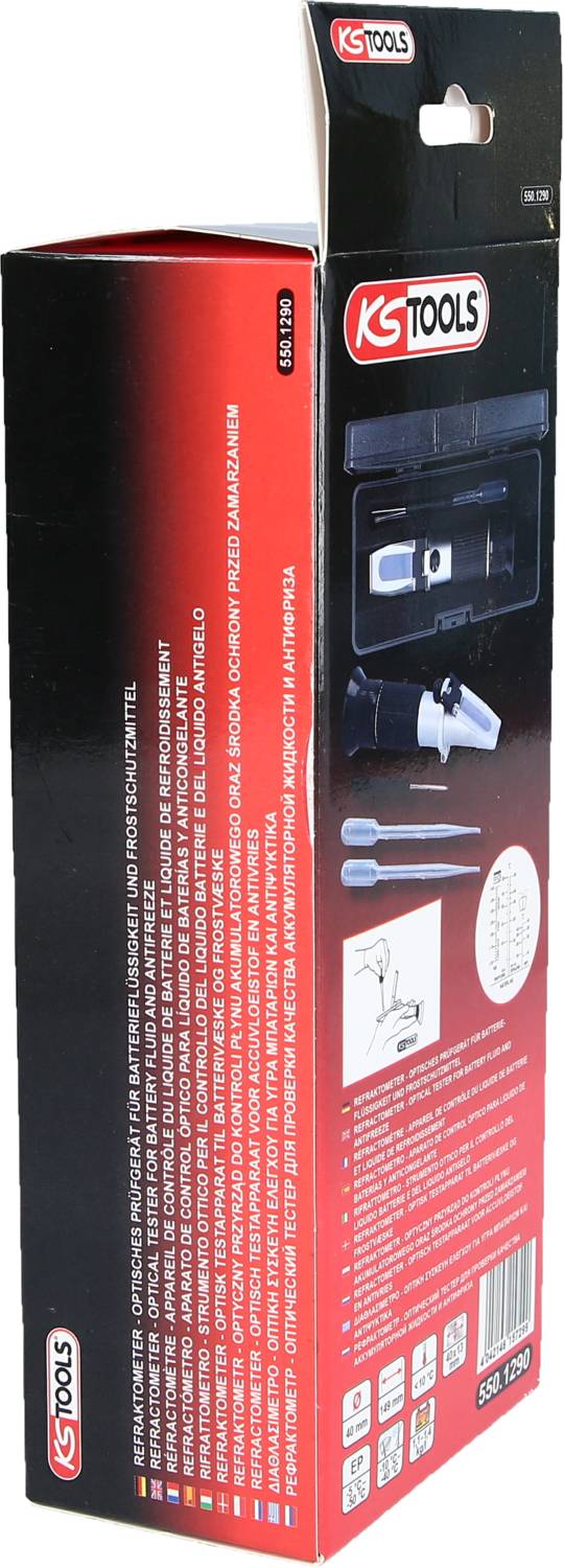 Verpackung eines Werkzeugsatzes von KS Tools mit Abbildungen der enthaltenen Werkzeuge auf der Seite.