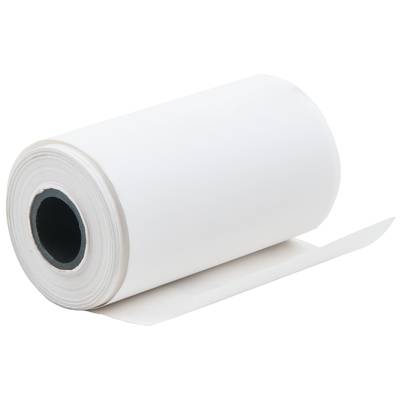 Eine Rolle weißes Papier mit einer schwarzen Hülse in der Mitte. Ein Blatt ist leicht abgerollt.