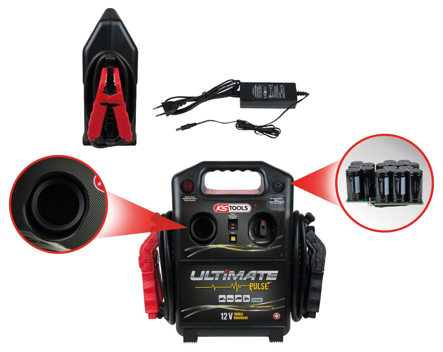 KS TOOLS 12 V Kondensator-Booster - mobiles Starthilfegerät 1800 A ( 550.1840 )-11
