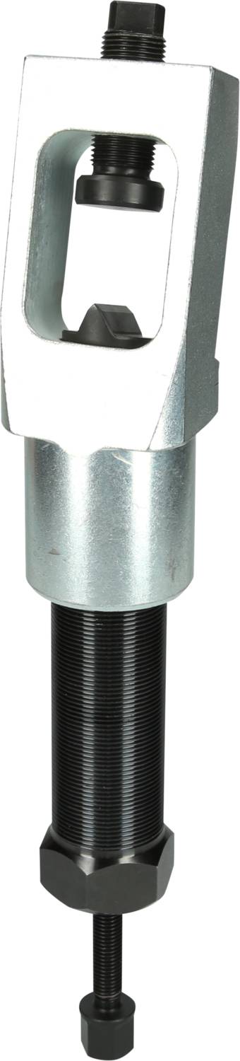 Ein massives, metallisches Werkzeug mit einem langen, schwarzen Gewinde und einer rechteckigen Öffnung oben. Geeignet zum Ziehen oder Spannen.