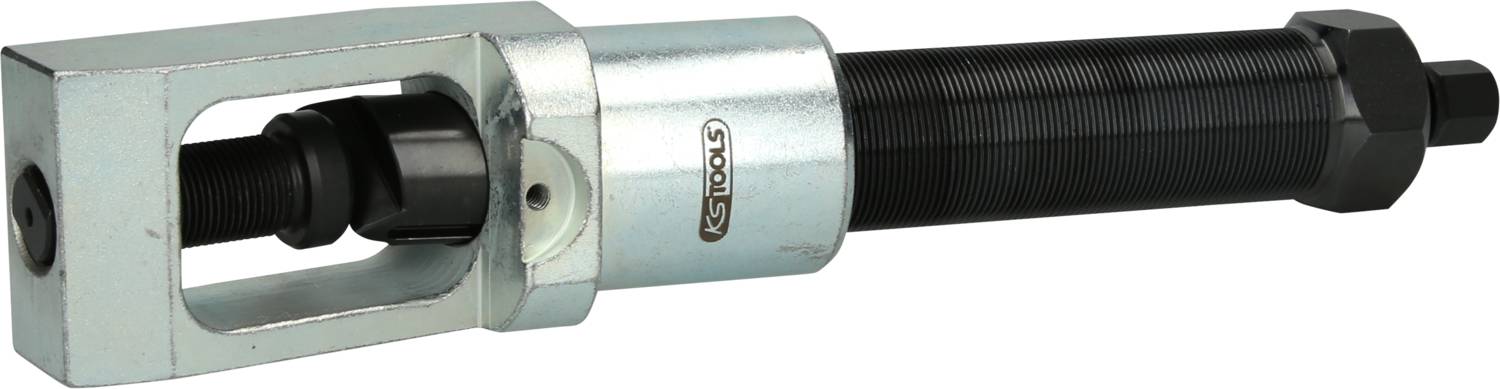 Metallischer Abzieher für Lager oder Buchsen, bestehend aus einer Schraube mit Griff und einem gezahnten Halterahmen für festen Griff.