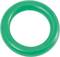 Grüner O-Ring aus Gummi, kreisförmig, glatt und gleichmäßig, verwendet als Dichtung in mechanischen Anwendungen.