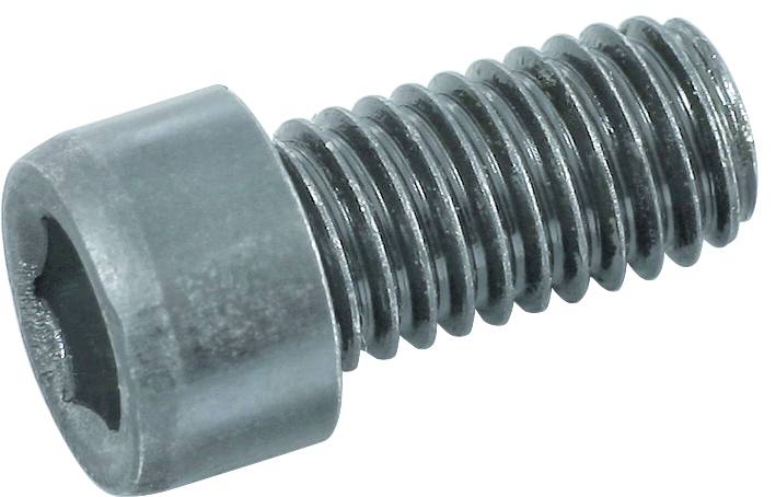 Schraube mit Innensechskantkopf; Stahl, silbern, zylindrische Form, Gewinde sichtbar; für mechanische Befestigungen.
