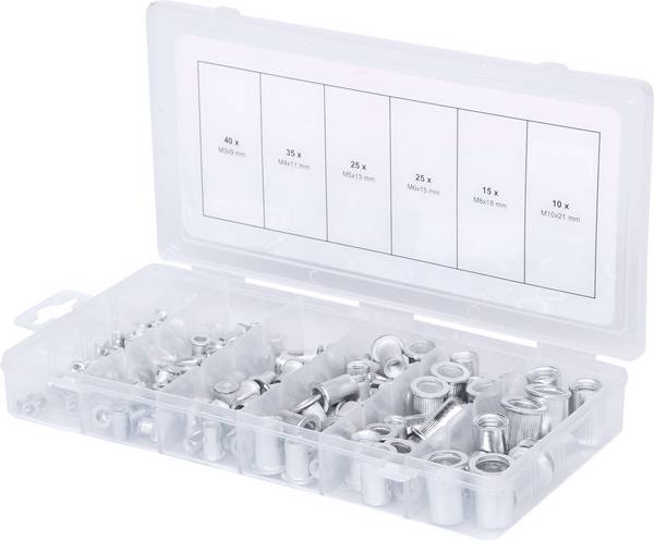 KS Tools 970.0620 Sortiment Gewindenieten, Aluminium, M3x9mm-M10x21mm, 150-tlg