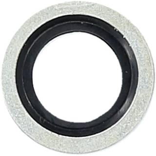 Runder Metallring mit einem inneren schwarzen Gummidichtung, vermutlich eine Unterlegscheibe oder Dichtungsring.