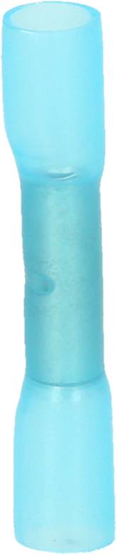 Blau isolierter Kabelverbinder mit Schrumpffunktion, geeignet zum sicheren Verbinden von elektrischen Leitungen.