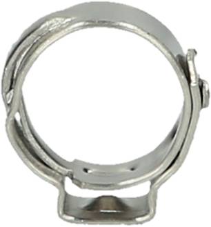 Metallischer Schraubschellenring in der Ansicht von oben.