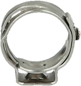 Ein silberfarbener Metallschlauchschellenring, häufig zur Sicherung von Schläuchen oder Rohren eingesetzt.