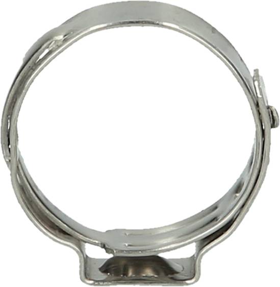 Metall-Schlauchschelle, rund, silbern, mit Schraubmechanismus, geeignet zur Sicherung von Schläuchen an Rohren oder Anschlüssen.