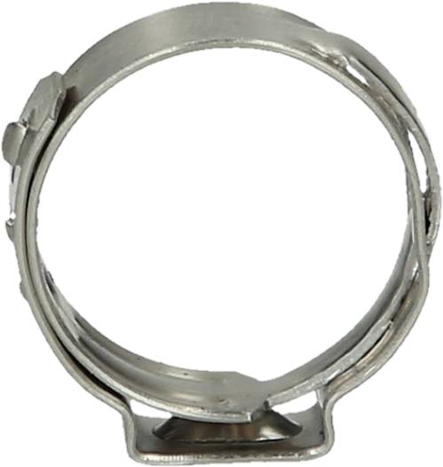 Ein metallischer Schlauchschelle in runder Form.