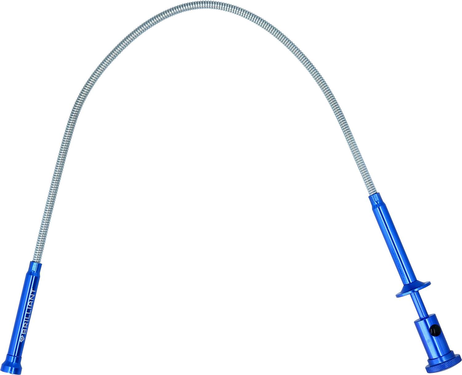 Ein blauer Flexstiel mit Metallspirale, geeignet für die Werkzeugführung in schwer zugänglichen Bereichen.