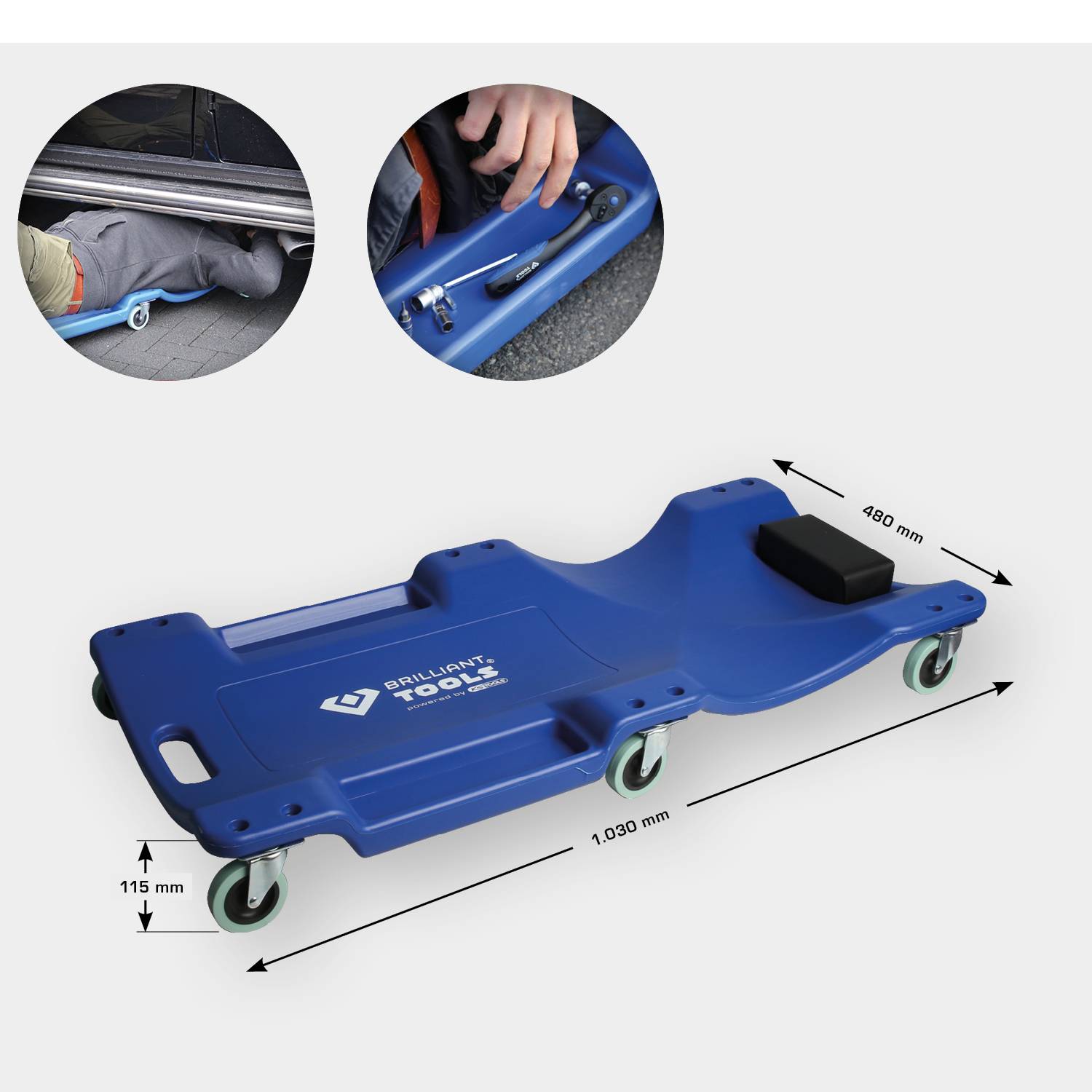 Brilliant Tools BT156905 Fahrbare Liege, L1030 x B480 x H115 mm-6