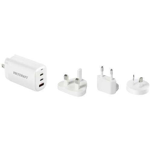 VOLTCRAFT UC-3ACX004 Reiseladeadapter 65 W 1x USB-A, 2x USB-C® USB PD Weiß GaN, mit Europa-Adapter, mit UK-Adapter, mit ...