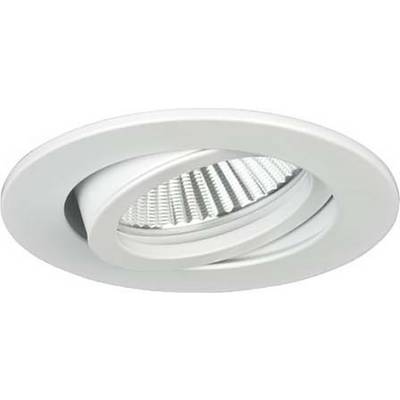 Weiße, runde LED-Deckeneinbauleuchte mit geriffelter Innenfläche.