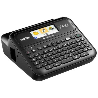 Beschriftungsgerät mit QWERTZ-Tastatur und Bildschirm. Zeigt 'E-Mail Etikett' auf dem Display. Von Brother, Modell P-touch GL-H105.