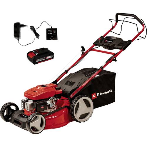 Einhell GC-PM 46 SM HW-E Li Power X-Change Benzin Rasenmäher inkl. Ladegerät, inkl. Akku, Heckauswurf 2000 W 18 V Schnit...