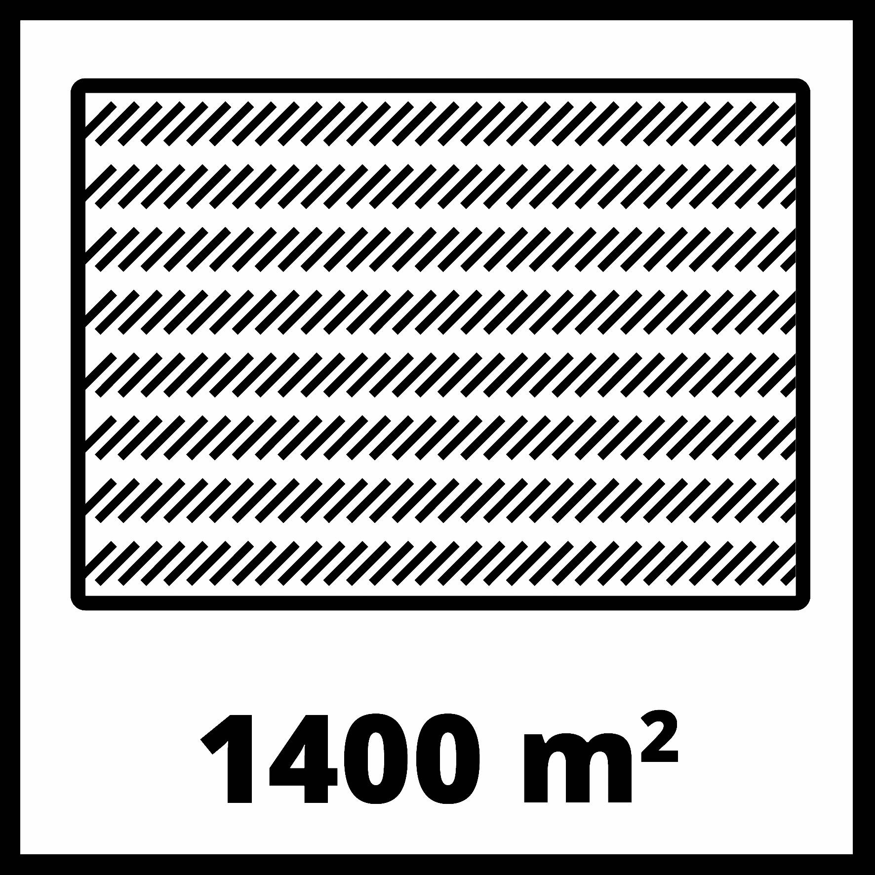 '1400 m²' steht unter einem rechteckigen Bereich mit diagonalen Linienmuster, möglicherweise zur Darstellung einer Grundstücksfläche.