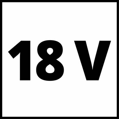 '18 V' in schwarzer Schrift auf weißem Hintergrund.