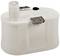 Ein weißer, rechteckiger Kunststofftank mit zwei Metallverschlüssen und einer Einfüllöffnung oben. Skalenmarkierungen an der Seite.