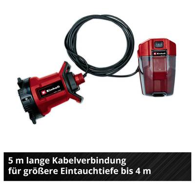 Produktbild einer roten Tauchpumpe mit 5 m Kabel; Hinweis: größere Eintauchtiefe bis 4 m.