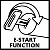 'Symbol eines Schlüssels im Zündschloss mit Pfeil. Text darunter: E-Start Function.'