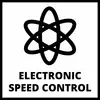 Symbol: Atommodell mit darunterstehender Text 'Electronic Speed Control'. Symbolisiert elektronische Geschwindigkeitsregelung.