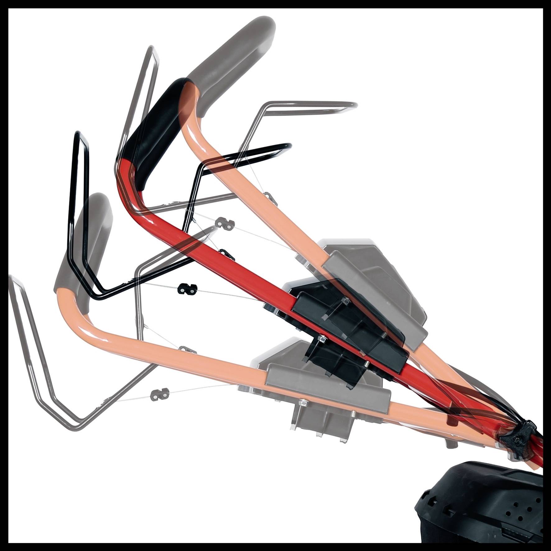 'Darstellung eines verstellbaren Fahrradlenkers mit mehreren Winkeleinstellungen, um Komfort und Anpassung für den Fahrer zu bieten.'