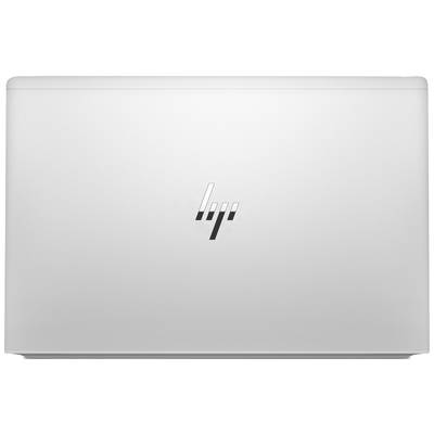 Silberner Laptop mit einem schlichten Logo in der Mitte des Gehäuses.