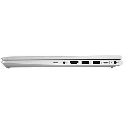 Ein Laptop von der Seite mit Anschlüssen: USB, HDMI und Audiobuchse. Das schlanke Design ist sichtbar.