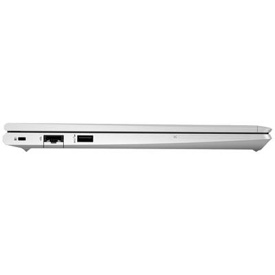 Seitenansicht eines geschlossenen silbernen Laptops mit Ethernet-, USB- und Mini Display-Port-Anschlüssen links.